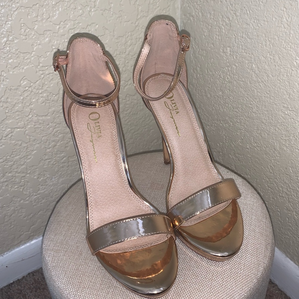 Rose gold strap heels